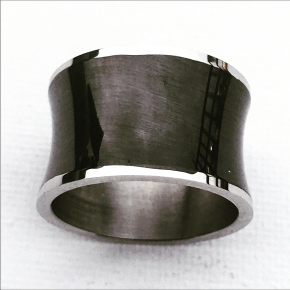 Stainless Steel Black Resin Band